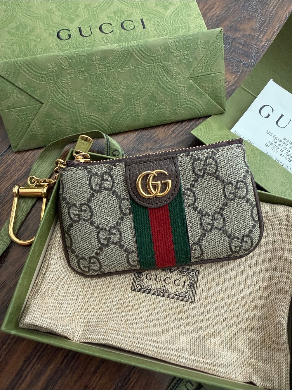Gucci GG Supreme Canvas Ophidia Key Pouch - Picture 13 of 13